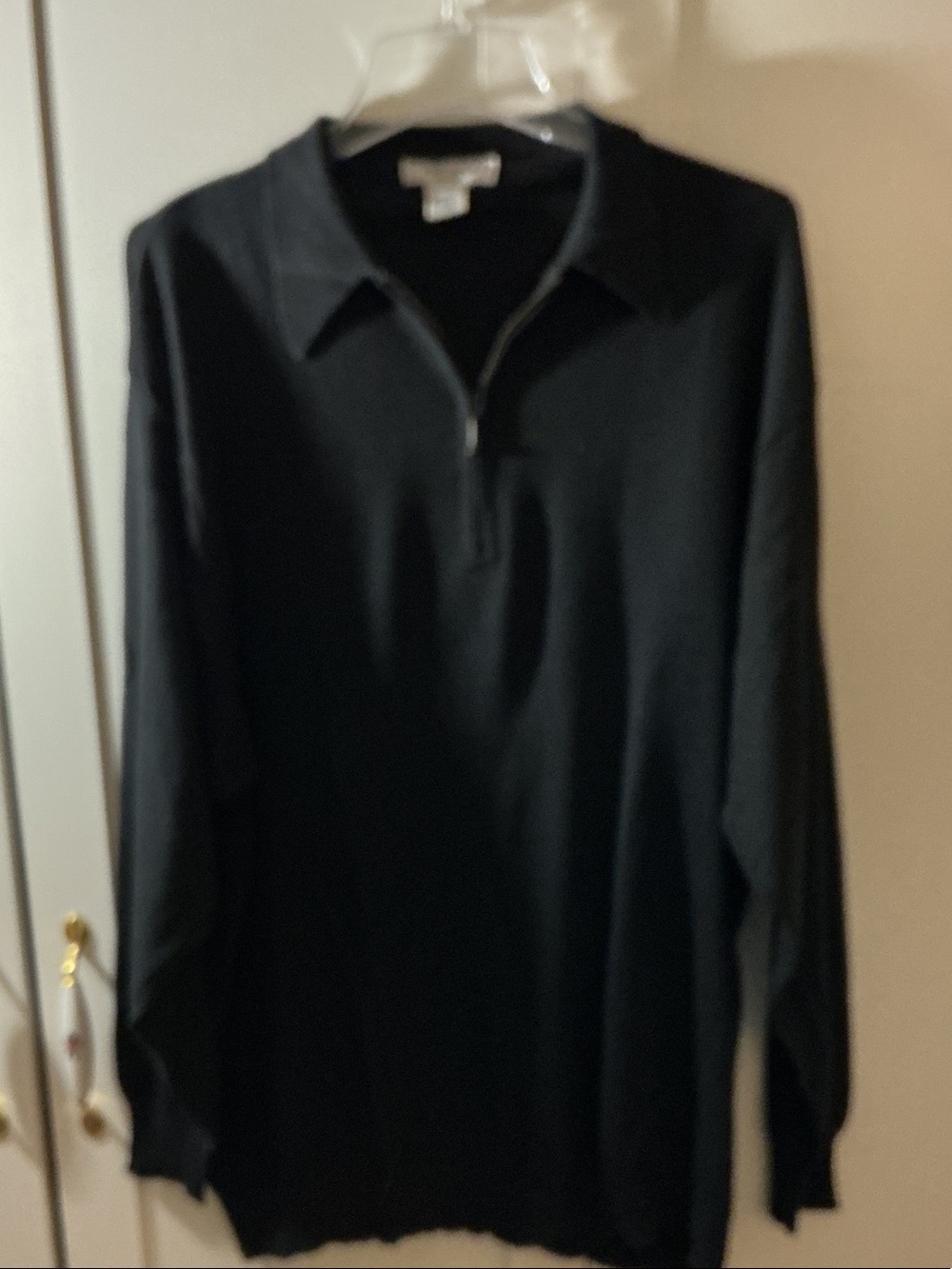 Men's Black Zip-Up Collar Sweater - Classic Pullover
